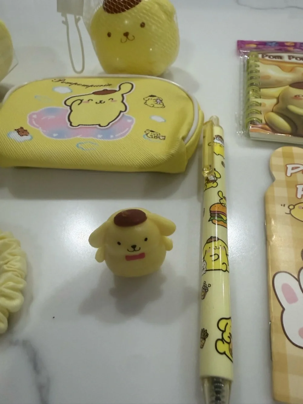 Pompompurin Sanrio towel notebook hair squishy bundle Gift Set. Bundle for her.